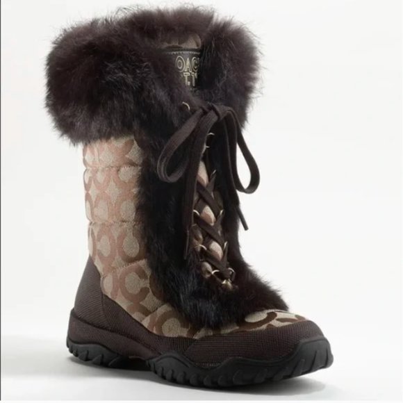 Coach Jennie Signature Boots with Fur Trim